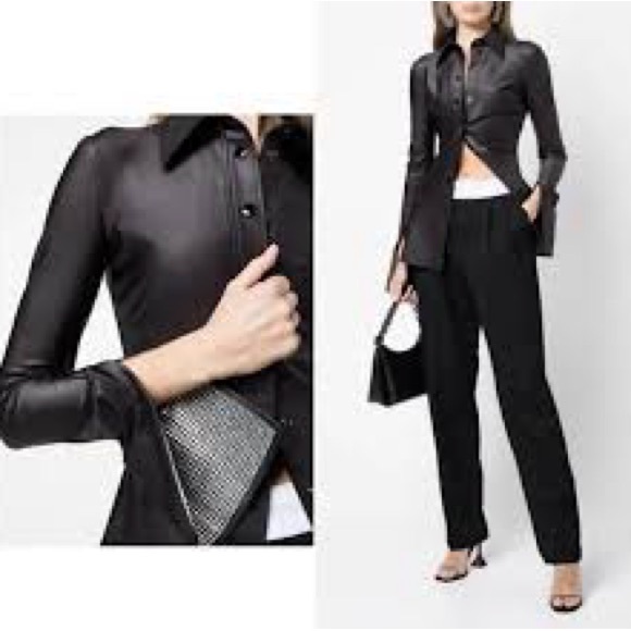 ‼️🤩WOW Alexander Wang crystal-embellished split-cuff BEAUTIFUL STUNNING top‼️ - Picture 8 of 9